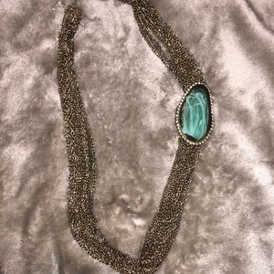 NECKLACE • Gold chains w/ turquoise rock